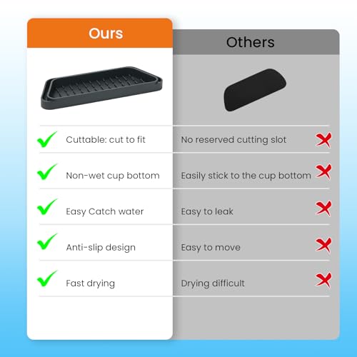Image of Crystala Filters Non-slip Cuttable fridge water Dispenser Drip Tray, Fridge Water Dispenser Drip Tray Prevents Water Splashes, 2 Pack (Rectangular, Black)