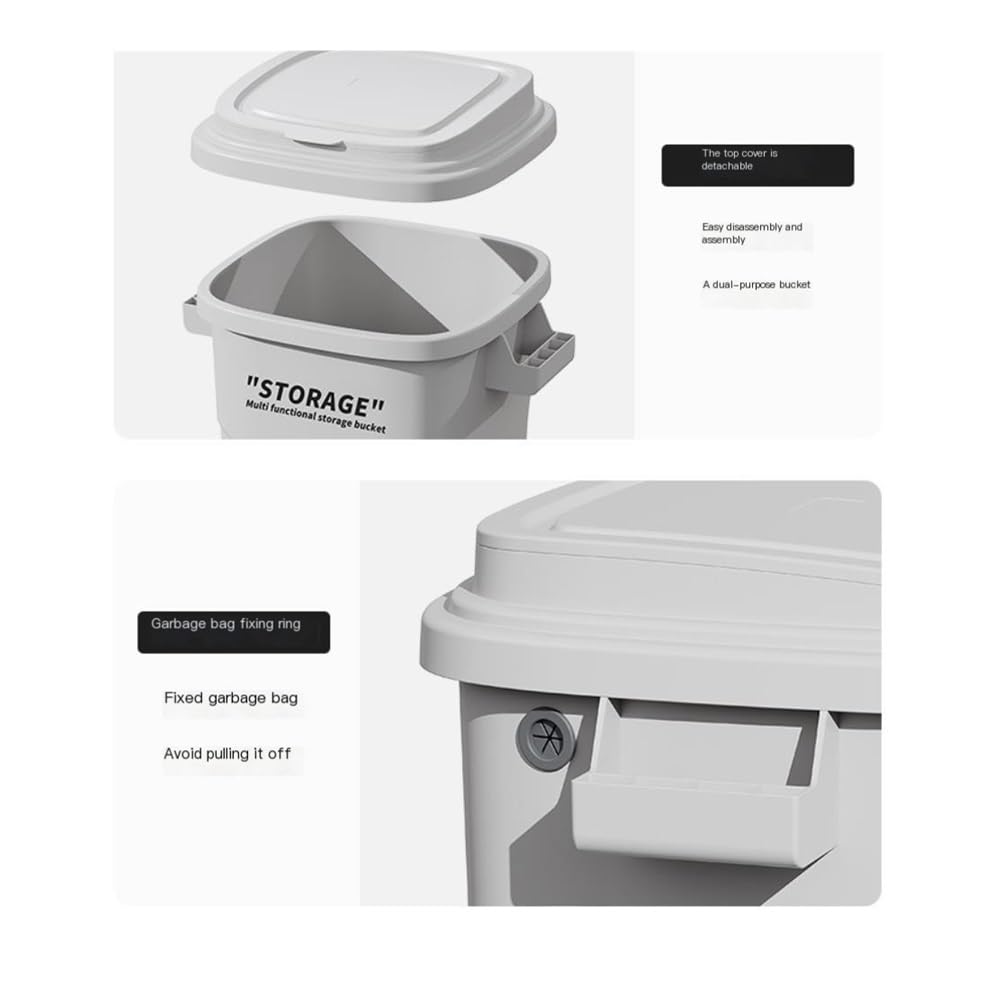 Bote De Basura Plástico Con Tapa For Cocina, Contenedor Industrial Gran
