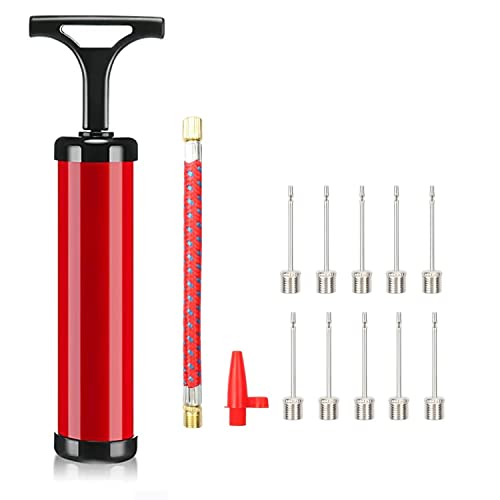 Tragbare Ballpumpe, Luftpumpen-Inflator-Set mit Nadel, Düse, Verlängerungsschlauch, Hand