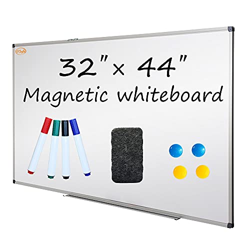 Ringly Magnetic Dry Erase Board, Metal Frame, Wall Mounted Dry Erase Board, 44 x 32 Inch, Ringly Metal Frame, Durable Office Product, Home Office, Home School