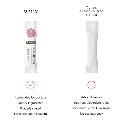 Omre Electrolytes Powder Hydration Packets | Gluten-Free Electrolyte Drink Mix For Dehydration Relief & Rapid Rehydration | No Artificial Sweeteners, Made In Usa, 16 Count Per Tube Box (Berry Flavor) #TOP4