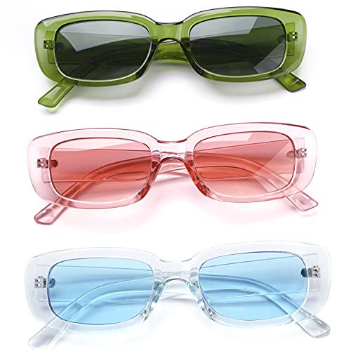 12 Pairs Rectangle Sunglasses Pack Small Square Frame Glasses Retro Y2K Aesthetic Early 2000S Fashion for Women 5
