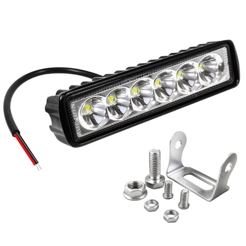 GZ5CG 6 Inch Led Light Bar Spot Beam Aluminum Housing 6000K White 18W Waterproof 12V 24V Offroad Driving Light Fog Light for Motorcycle Car Truck SUV ATV Golf Cart Tractor Boat 1 Pack