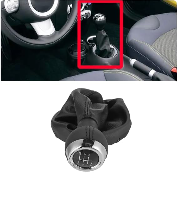 Aerzetix Cuffia In Pelle Sintetica Per Leva Del Cambio - Compatibile Con BMW Mini Cooper One S (2001-2006) - Colore Nero - 2