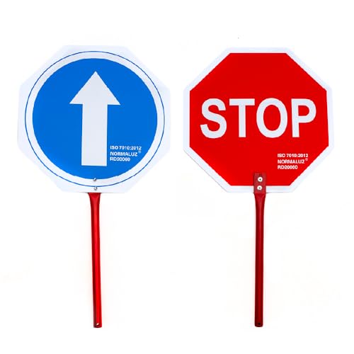 Normaluz Paleta de Señalización Stop Adelante - Señales de Tráfico Reflectantes con Mango Metálico Ergonómico - Control de Acceso Seguro y Fácil