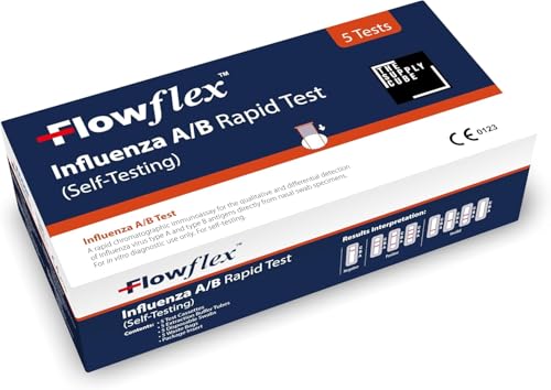 Supply Cube Influenza Rapid Test Kit - Easy to Use Self Testing Influenza Flu Virus Test Kit - One Step Test for Flu - Quick Self Test at Home with Nasel Swab (5)