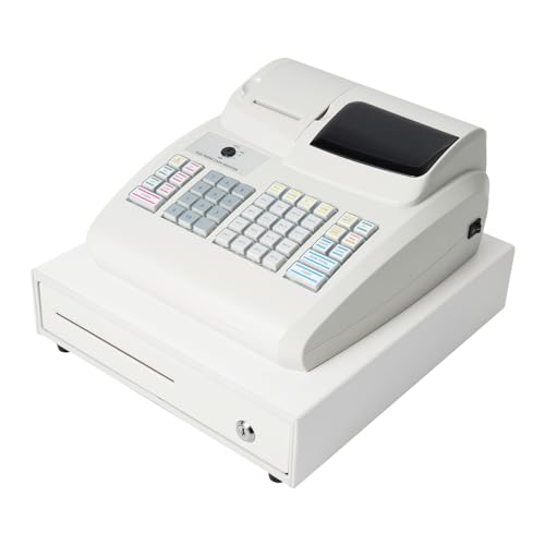 Image of 47 Keys Electronic Cash Register, Small Cash Register Portable Sales Register with Extra-Long Check Opening for Retailers and Food Markets 14.56 x 13.18 x 8.45 Inch