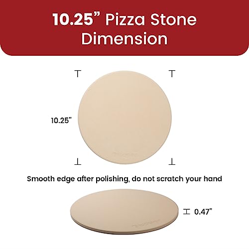 26 x 1.2 cm 10.25" Round Pizza Stone, Cordierite Pizza Stone for Oven Grill BBQ, Food Grade Baking Stone for Pizza and Bread, Outdoor Pizza Accessories for Grilling