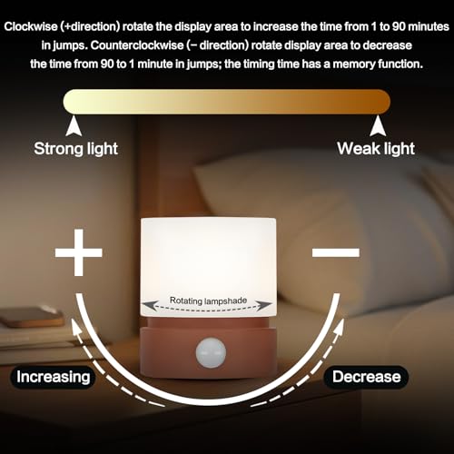Image of Cylindrical Lamp Cute Night Light USB Charging Nordic Rotating Digital Display, Timer, Rechargeable, Dimmable, Sleep Companion Night Ligh(Red)