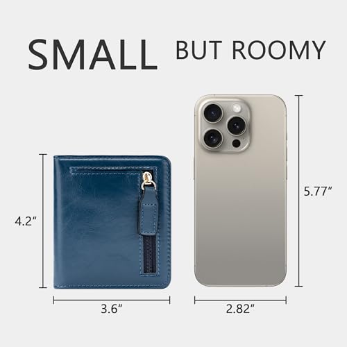Image of Gostwo Small Wallet for Women, Slim Bifold Credit Card Holder, Compact RFID Blocking Cash Wallet, Billfolds Thin Leather Zipper Pocket, Mini Wallet Gift for Ladies Teen Girls Travel with ID Window