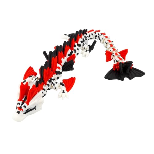 3D Printed Articulated Dragon – Fantasy Fish-Inspired Figurine – Mythical Fidget Toy – Desk Decor – Small, Medium, Large (Small - 11 Inch)