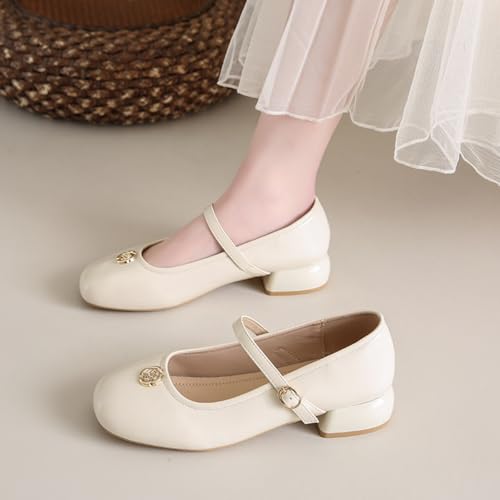Women's Square Toe Mary Jane Ballet Flats Ankle Strap Pumps Buckle Cute Shoes2