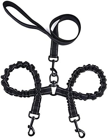 Mumoo BearDual Dog Leash No Tangle Double Dog Walking Training Leash Comfortable Shock Absorbing Reflective Bungee