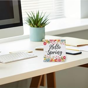 Spring Decor, Rustic Hello Spring Wood Sign Floral Art Decorations Tabletop Shelf Desk Home Decor, 5 X 5 Inches Spring Decor Rustic Hello Spring Wood Sign Floral Art Decorations Tabletop Shelf Desk Home Decor 5 X 5 Inches