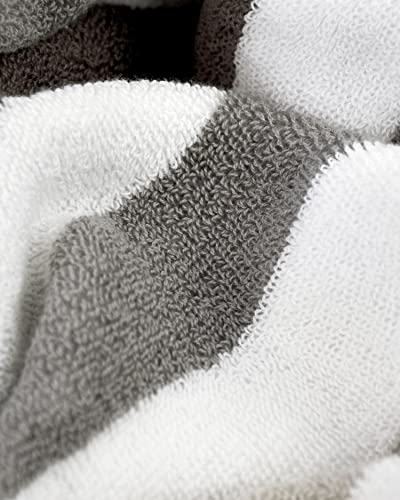 Jacquotha Quick Dry And Absorbent Hand Towels For Bathroom, Striped Hand Towel Set Of 4 (Dark Grey & Light Grey 29” X 13”), Lightweight And Durable, 410 Gsm #TOP4