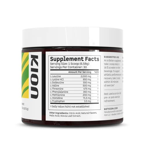 Kion Essential Amino Acids Powder - Amino Acids Supplement For Muscle Recovery, Essential Amino Energy Without Caffeine, Eaas Amino Acids Powder, Bcaas Amino Acids - 30 Servings, Cool Lime #TOP6