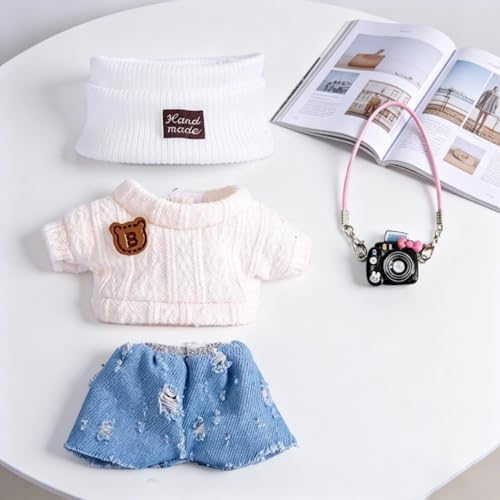 Clothes for Labubu 17cm Dolls(NO Doll) for Labubu Doll Outfits with Accessories Suit for Labubu Cute Stylish Dress Up Set Decorative Camera Blue Jeans image 5