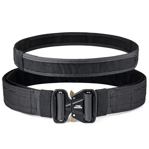 FREE SOLDIER Cinturón Táctico de Doble Capa, con Cinturón Interior, Diseñado con Cierre Metálico y Enganche Rápido, Fabricado con Técnica de Corte Láser Pesado