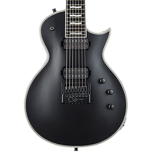 ESP 7 String E-II Eclipse-7 EverTune Electric Guitar with Case, Black Satin, Right, (EIIEC7ETBLKS)