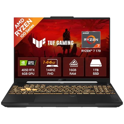 Image of ASUS TUF A16 (2026), AMD Ryzen 7 170, RTX 4050-6GB, 16GB RAM (Upgradeable), 1TB SSD, FHD+, 16 inch(40 cm), Windows 11 Home, M365 Basic(1 Year)* Office 2024,Mecha Gray,2.2 Kg,FA607NUQ-RL063WS,Gaming Laptop
