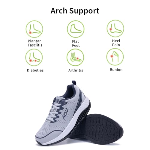 MAFEKE Womens Wide Walking Shoes Arch Support Orthotic Plantar Fasciitis Tennis Sneakers Wide Width Comfortable Breathable Shoe for Foot Pain Relief US 7-114