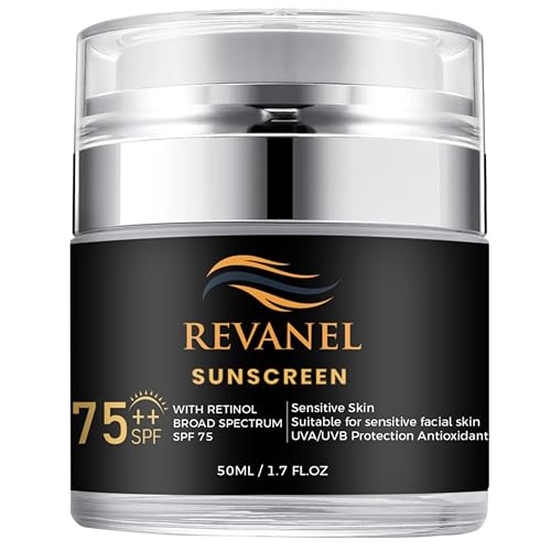 REVANEL Sunscreen with Retinol, SPF 75, Broad Spectrum Advanced Formula for Maximum Sun Defense UVA/UVB Protection, Formulated Specifically for Sensitive Skin, 1.7 fl oz