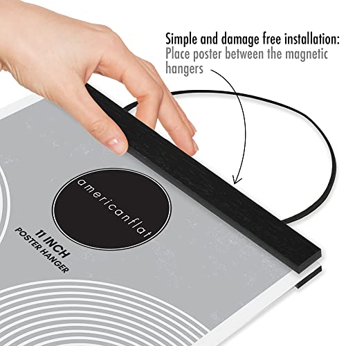 Americanflat 11 Inch Black Magnetic Poster Clip Frame, Wood Hanger Frame For Posters, Prints, Photos, Pictures, Maps, Scrolls, Art Prints And Canvas Artwork #TOP1