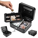 Raganet, Caja Fuerte Metálica con Cerradura para Monedas y Billetes, Amplios Compartimientos, 2 llaves Incluidas,...