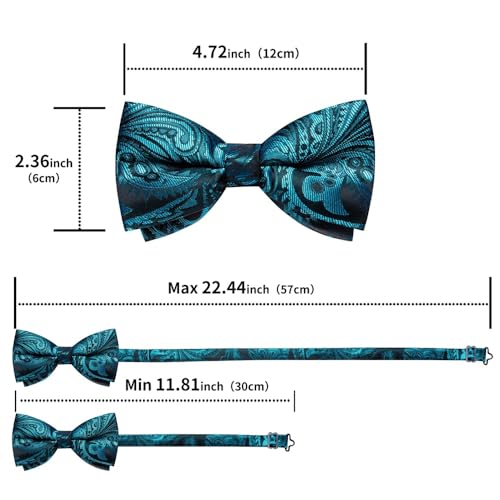 Corbata de moño pre-atada con pañuelo y gemelos para hombre miniatura 7