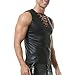 QiaTi Men's Faux Leather Undershirt Wetlook Tank Top Shirt Chest Lace Up Sleeveless Vest Sport Muscle for Men Black