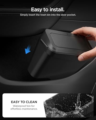 Image of Spigen Door Pocket XL Car Trash Can [with Magnetic Lid and Waterproof] for Tesla Model Y Juniper & Model Y L (Premium & Performance 2026 /2025) - Driver Side Door Pocket Only