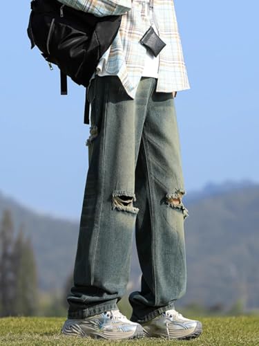 Men's Straight Loose Jeans Spring Autumn American Casual Long Pants2