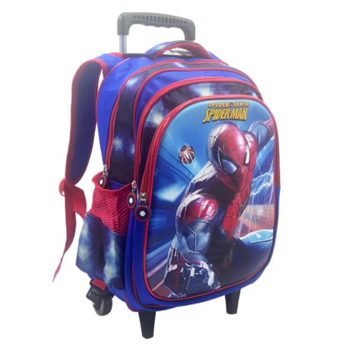 Kit Mochila Infantil Rodinhas Estojo Lancheira Escolar 3D - Aranha (azul)
