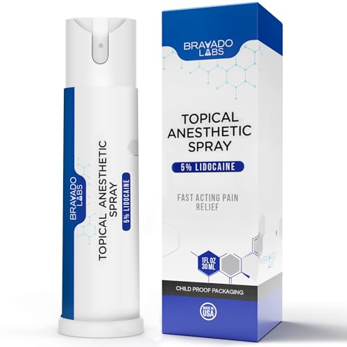 Bravado Labs Lidocaine Spray 5% – Fast‑Acting Topical Anesthetic Spray for Temporary Relief of Minor Pain, Itching & Skin Irritation – Ideal for Travel, Outdoor, First‑Aid – 1 fl oz