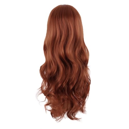 Image of MapofBeauty 24 Inch Long Wavy Side Bangs Anime Cosplay Wig, Ginger Orange | 60 cm Synthetic Fiber Wig, Women, Charming, Party