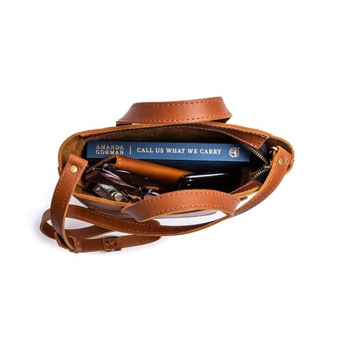 Image of Portland Leather Goods Mini Crossbody Tote Bag for Women - Handmade from the Finest Full-Grain Hides - Adjustable Strap