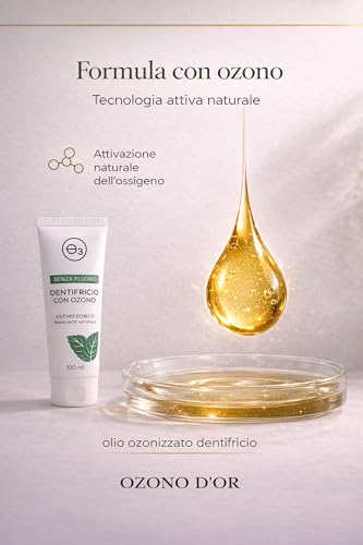 OZONO D'OR - Dentifricio senza fluore e solfati 100% naturale bio con ozono | dentifricio sbiancante senza fluore sopra sensibili, certificati |100 ml - 5