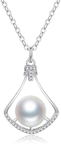 Collar de perlas collar para mujer chapado en oro de 18 quilates collar de plata de ley 925 joyería de regalo de cumpleaños para esposa y niñas