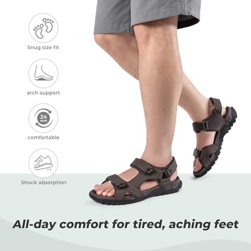 Image of FitVille Wide Sandals for Men With Arch Support Orthopedic Comfortable Summer Men's Wide Sandals for Plantar Fasciitis & Swollen Feet Breathable Outdoor Recovery Athletic Walking Sandal for Man