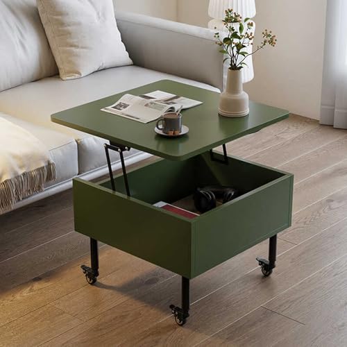 Mesa de centro con ruedas, mesa auxiliar móvil con compartimento oculto, perfecta para espacios pequeños, muebles de sala de estar