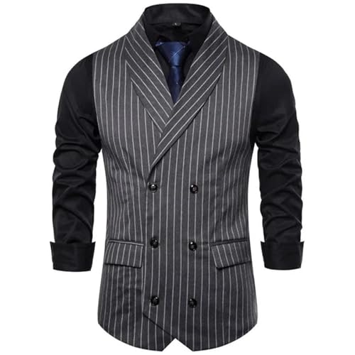 Men's Double Breasted Formal Waistcoat – Striped Plaid Sleeveless Suit Vest For Business & Casual Wear2