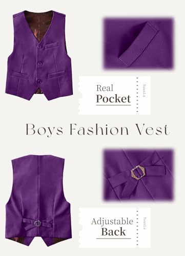 Image of YuanLu Boys Suit Homecoming Dresses for Kids Ring Bearer Outfit Suits Tuxedo Formal Vest and Pants Suit Set