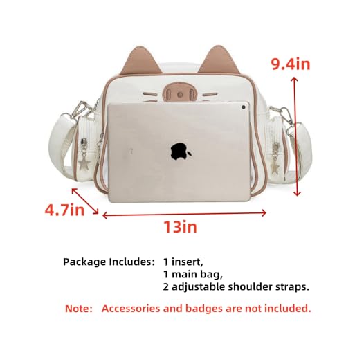 Image of Kawaii Ita Bag Backpack with Insert Cute Cat Crossbody Shoulder Bag Big Capacity Japanese Pin Display Bag (off-white)