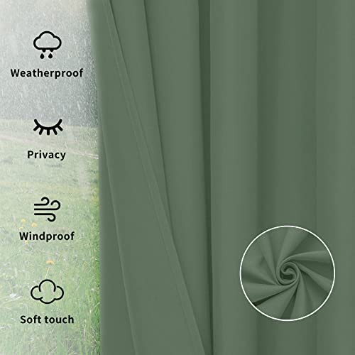 Image of Easy-Going Outdoor Curtains for Patio 1 Panel, 54x120 inch, Sage Green | Waterproof, Windproof, Weatherproof Privacy Outdoor Curtains for Cabanas Porches and Pergolas, Grommet Top and Tab Bottom