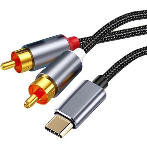 TIEDXIOY USB C to RCA Audio Cable Braided, 2 RCA to USB C Aux Cable for iPad Air/Pro, iPhone 15 to Speaker, Subwoofer Car Stereo, Home Theater, Amplifier, DVD-4FT