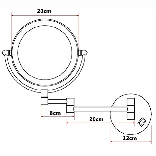 Miroir de maquillage mural double face au fini chromé durable avec verre haute netteté