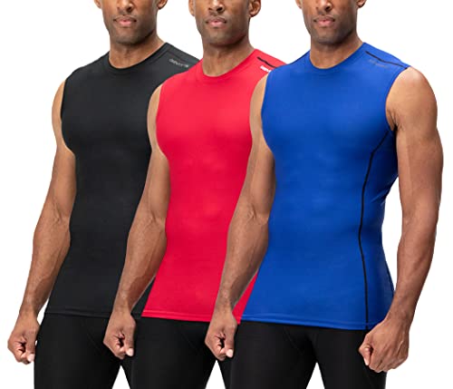 Image of DEVOPS 3 Pack Men's Athletic Compression Shirts Sleeveless