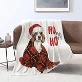 DELURA Cubre sofá, Colcha, Funda, Plaid,Lindo Perro Beagle de Gorra roja con Adorable celebración navideña Diseño de Personajes ManoMicrofibra Térmica,Suave,Acogedora Mantafranela100x130cm