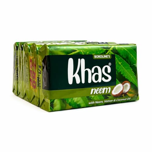 Image of BOROLINE Khas Neem Soap-Natural Cleansing & Detox | With Neem,Vetiver, Coconut Oil (Pack Of 5)