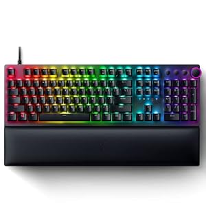 Razer Huntsman V2 Optical Gaming Keyboard: Linear Optical Switches – 8000Hz Polling Rate – Doubleshot PBT Keycaps – Dedicated Media Keys & Dial – Ergonomic Wrist Rest Snap Tap